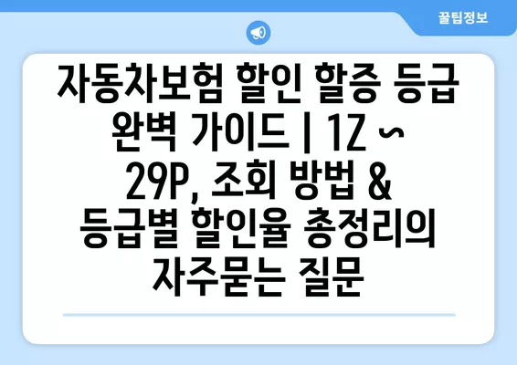 자동차보험 할인 할증 등급 완벽 가이드 | 1Z ~ 29P, 조회 방법 & 등급별 할인율 총정리