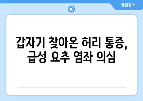 급성 요추 염좌 발생 시, 즉시 대처하는 응급처치 & 주의사항 | 요통, 허리 통증, 응급처치, 염좌